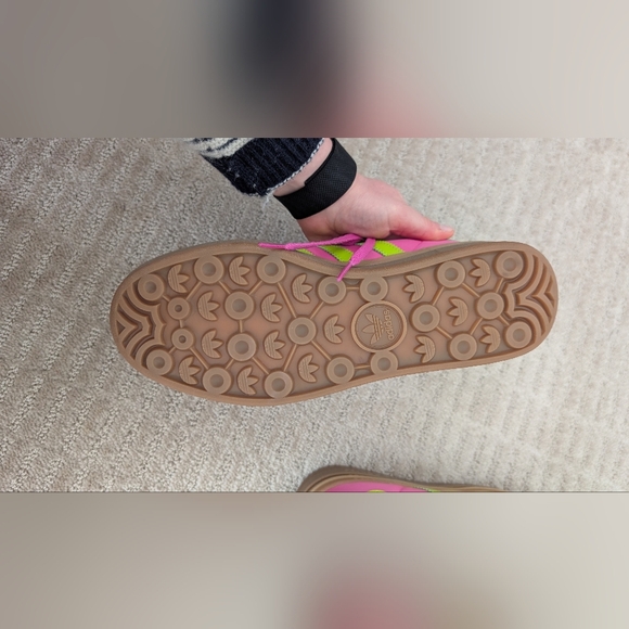 NWT Adidas Gazelle Women's Pink and Lime Platform Sneakers Size 9 - Picture 15 of 16